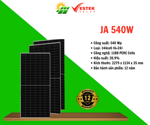 TẤM PIN NĂNG LƯỢNG MẶT TRỜI JA 540W