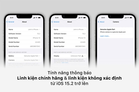 Thông báo linh kiện không xác định trên iPhone có ảnh hưởng gì không?