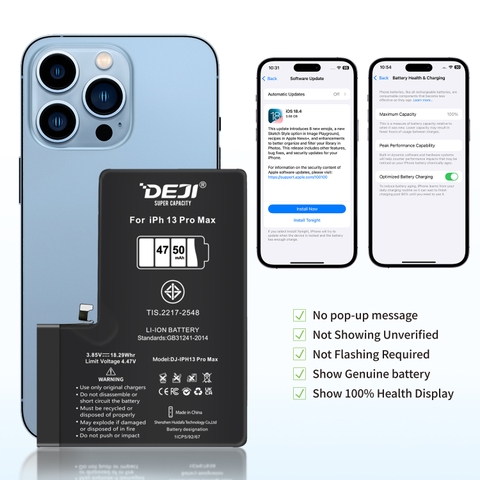 [Chạy chuẩn đoán] Pin iPhone 13 Pro Max dung lượng cao 4750mAh Deji