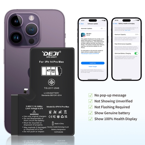 [Chạy chuẩn đoán] Pin iPhone 14 Pro Max dung lượng cao 4750mAh Deji