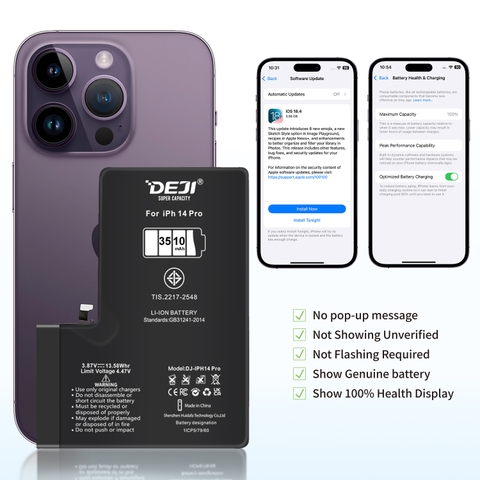 [Chạy chuẩn đoán] Pin iPhone 14 Pro dung lượng cao 3510mAh Deji