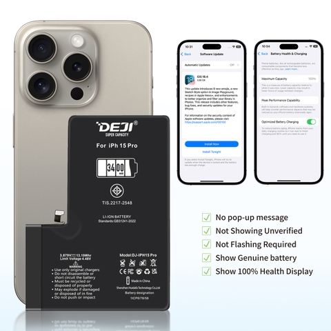 [Chạy chuẩn đoán] Pin iPhone 15 Pro dung lượng cao 3400mAh Deji