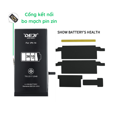 [Sàng cáp] Pin iPhone 14 Dung lượng cao 3610mAh công nghệ mới Deji