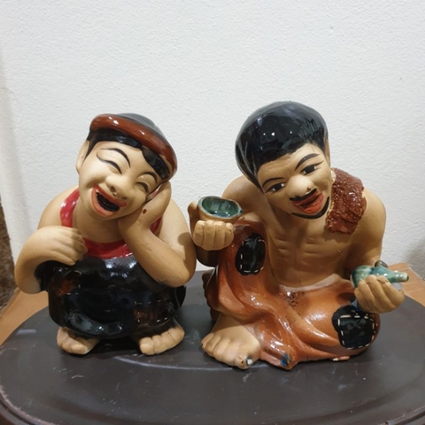 Tượng gốm Bát Tràng Chí Phèo - Thị Nở - cỡ lớn cao 22cm