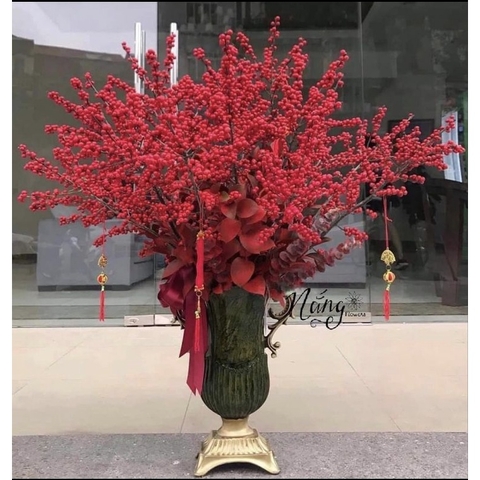 Bình hoa composite Cúp 35 Màu Rêu(cắm lông công, hoa lụa, đào đông...)💯BAO BỂ VỠ💯