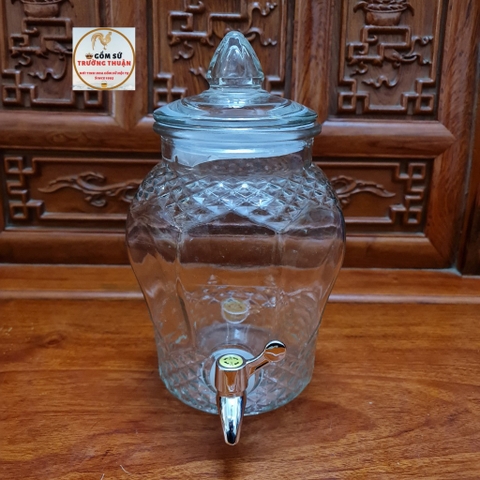 Bình Ngâm Rượu Thủy Tinh 8833 - 3 Lít, 6 Lít, 8 Lít, 10 Lít, 15 Lít Có Van và Không Van