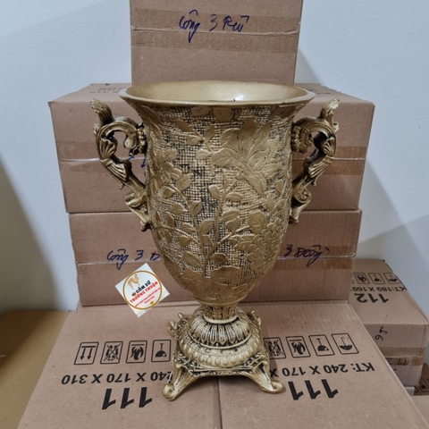 Bình hoa cắm Lông Công, Hoa Lụa ⚡BAO BỂ VỠ⚡composite dáng cúp số 18 cao 40cm