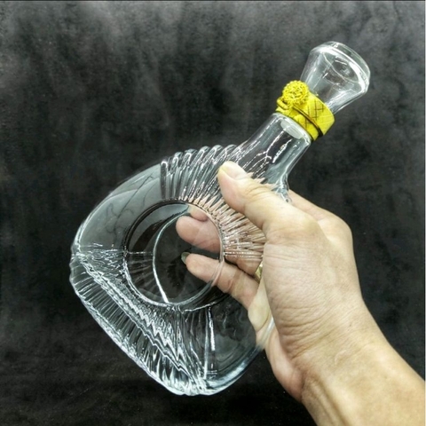 Vỏ Bình Thủy Tinh XO Tròn Đựng Rượu 500ml, Chai đựng rượu XO, Hàng Loại 1, PV-08