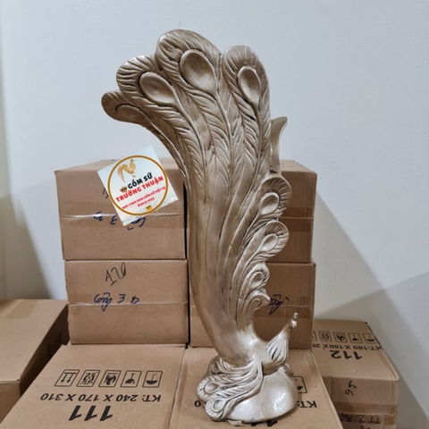 Bình Cắm Lông Công Hoa, Hoa Lụa Hình Con Công H52cm