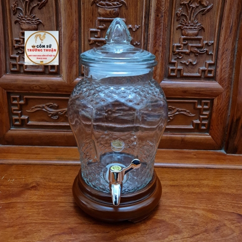 Bình ngâm rượu thủy tinh kim cương 8833 - 6 lít có van và không van