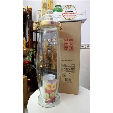 Bình thuỷ tinh ngâm rượu Hàn Quốc 14 lít ( hình sâm ) ⚡BAO BỂ VỠ⚡