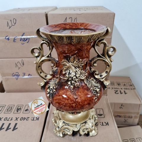 Bình hoa cắm lông công, hoa lua ⚡BAO BỂ VỠ⚡composite dáng cúp số 38 cao 34cm