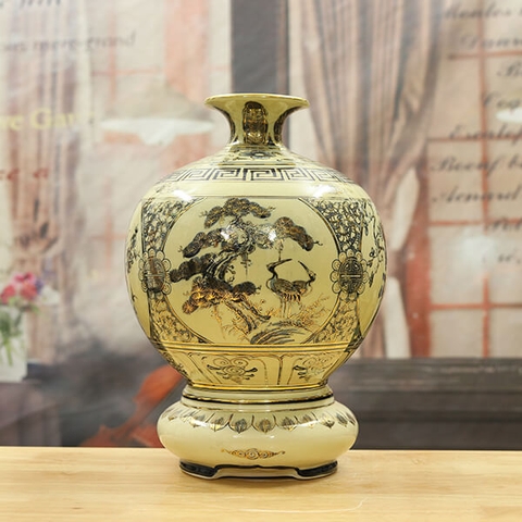 Bình hút tài lộc gốm Chu Đậu Tứ Cảnh H30cm BG202 A2