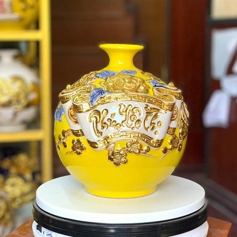 Bình hút tài lộc phúc lộc thọ màu vàng đẹp