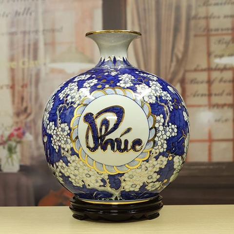 Bình hút tài lộc vẽ vàng 24K BG117