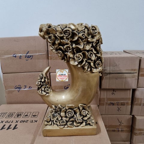 Bình hoa composite 💯BAO BỂ VỠ💯 dáng ngà voi ( đồng ) cao 40cm