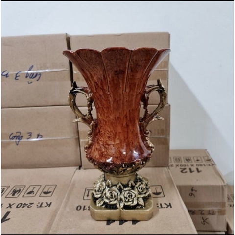 Bình cắm hoa Composite dáng cúp chân vuông S5 cao 31cm (cắm lông công, hoa lụa...)💯BAO BỂ VỠ💯