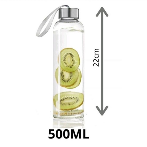 Bình Detox Thủy Tinh 500ml - Chai Đựng Nước Thủy Tinh Có Quai Xách