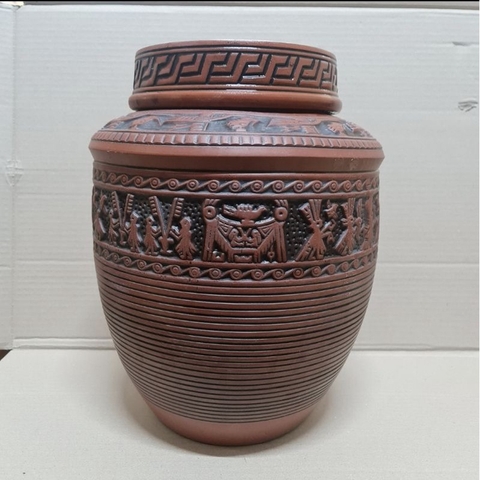 Chum sành ngâm rượu Bát Tràng 10L ,15L,20L,50L hàng Cao Cấp Đắp Nổi Họa tiết Trống Đồng