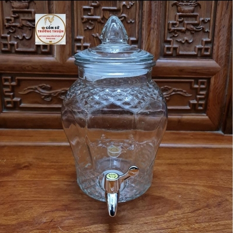 Vỏ Bình ngâm rượu thủy tinh kim cương 8833 - 15 lít có van và không van *BAO BỂ VỠ*