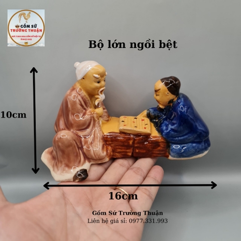 Tượng gốm Lão đánh cờ mini phụ kiện trang trí tiểu cảnh hòn non bộ bể chậu cá