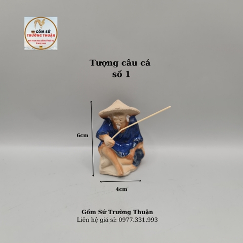 Tượng gốm Lão Ngư Ông Câu Cá phụ kiện trang trí hòn non bộ