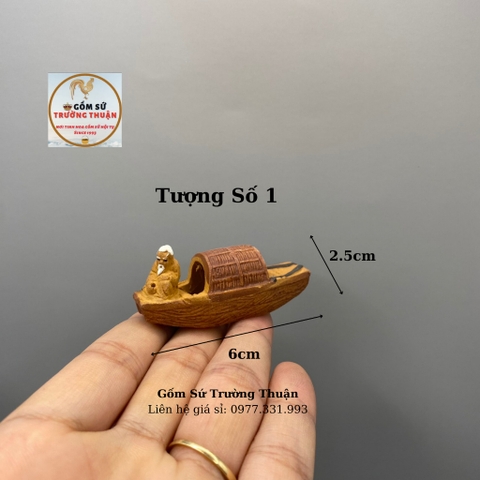 Mô hình tượng mini Lão Nông Ngồi Thuyền Câu Cá làm phụ kiện trang trí tiểu cảnh, cây bonsai và trang trí bể cá cảnh