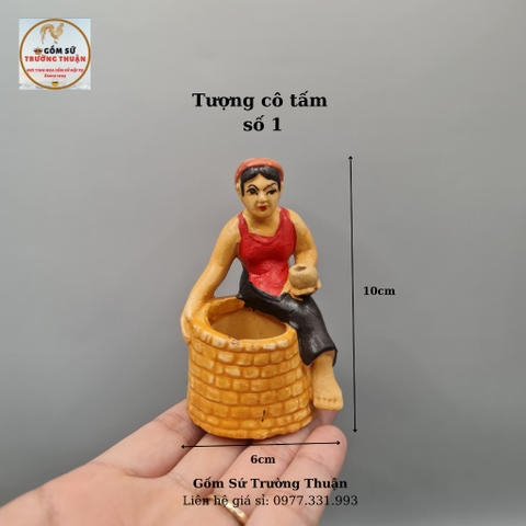 Tượng cô tấm phụ kiện trang trí hòn non bộ, hồ cá, bể cá