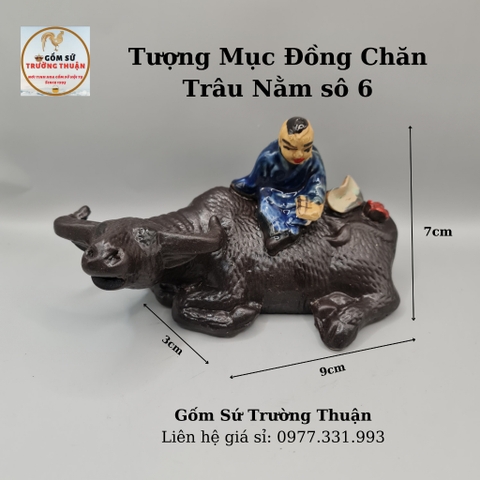 Tượng Mục Đồng Ngồi Chăn Trâu Phụ kiện trang trí tiểu cảnh hồ cá, bể cá, hòn non bộ, sân vườn