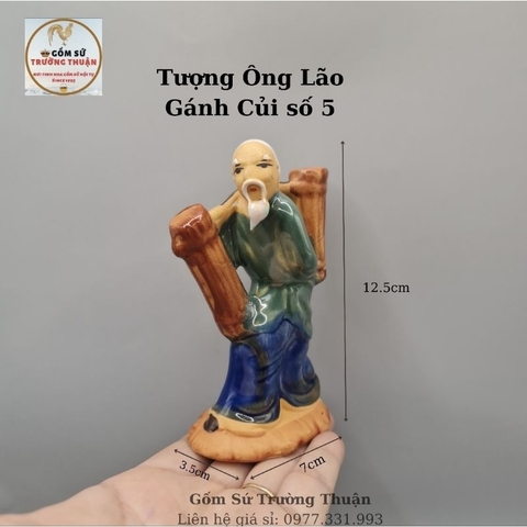 Tượng Ông già gánh củi phụ kiện trang trí tiểu cảnh hồ cá, bể cá, hòn non bộ, sân vườn