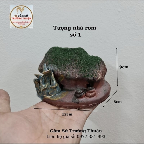 Tượng Nhà Rơm - Gốm sứ Bát Tràng làm mô hình trang trí tiểu cảnh, trang trí bể cá