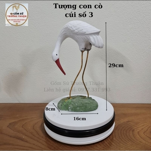 Tượng Con Cò Mỏ Đỏ *FREE SHIP* - gốm sứ Bát Tràng làm mô hình trang trí tiểu cảnh