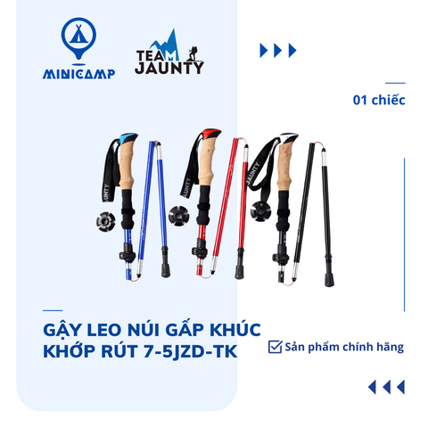 Gậy leo núi, trekking gấp khúc khớp rút 7-5JZD-TK (TEAM JAUNTY) | size L 37/135cm