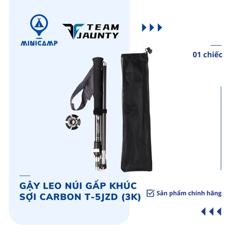 Gậy leo núi, trekking sợi carbon 3K, gấp khúc khớp rút T-5JZD (TEAM JAUNTY) | size L 37/135cm