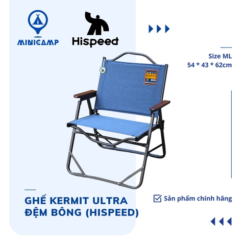 Ghế Kermit Ultra đệm bông dã ngoại, quán cà phê (HISPEED) | Size ML (Medium Large)