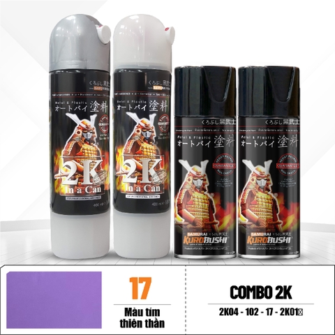 COMBO Sơn SAMURAI màu 17 gồm 4 chai đủ quy trình độ bền cao (Lót – Nền 102 - Màu 17 - Bóng )