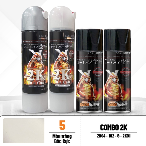 COMBO Sơn SAMURAI màu 05 gồm 4 chai đủ quy trình độ bền cao (Lót – Nền 102 - Màu 05 - Bóng )