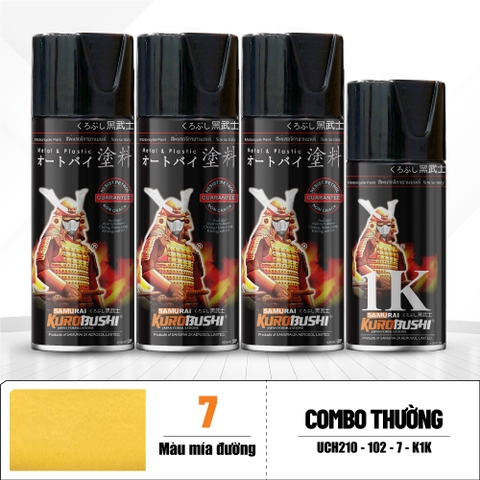 COMBO Sơn SAMURAI màu MÀU MÍA ĐƯỜNG 7 gồm 4 chai đủ quy trình độ bền cao (Lót – Nền 102 - Màu 7 - Bóng )