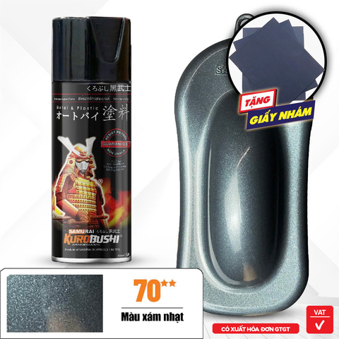 Sơn xịt Samurai Kurobushi - MÀU XÁM LẤP LÁNH 70 (400ml)