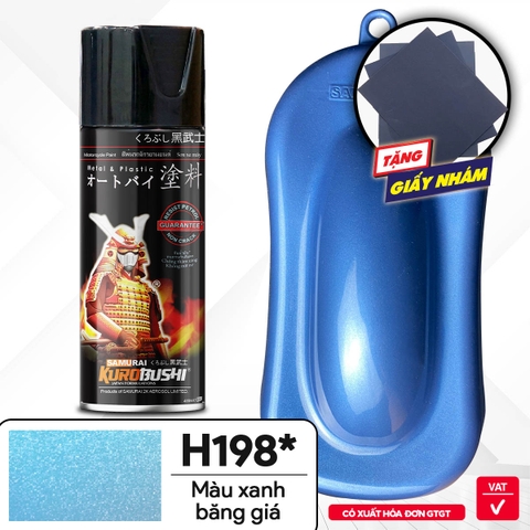 COMBO Sơn Samurai MÀU XANH BĂNG GIÁ H198 gồm 4 chai đủ quy trình độ bền cao (Lót - Nền 124 - Màu H198  - Bóng )