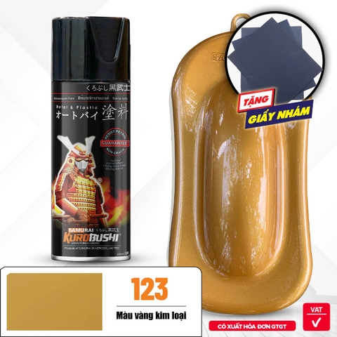 COMBO Sơn SAMURAI màu 123 gồm 4 chai đủ quy trình độ bền cao (Lót  – Nền 124- Màu 123 - Bóng )