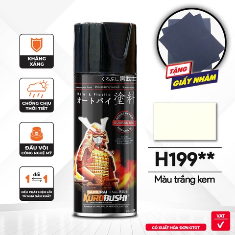Sơn xịt Samurai Kurobushi - MÀU TRẮNG KEM H199 (400ml)