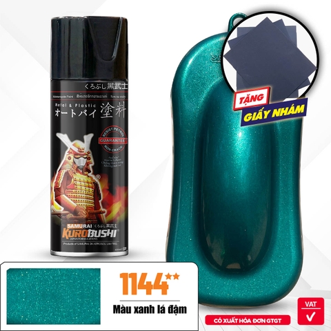 COMBO Sơn Samurai màu xanh đậm 1144 gồm 4 chai đủ quy trình độ bền cao (Lót  – Nền 124 - Màu 1144 - Bóng )