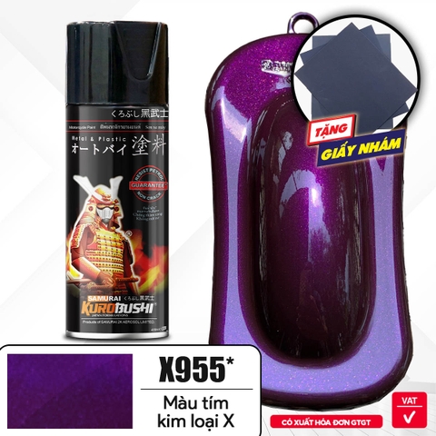 COMBO Sơn SAMURAI màu nâu kim loại X - X955 gồm 4 chai đủ quy trình độ bền cao (Lót - Nền 109A - Màu X955 - Bóng )