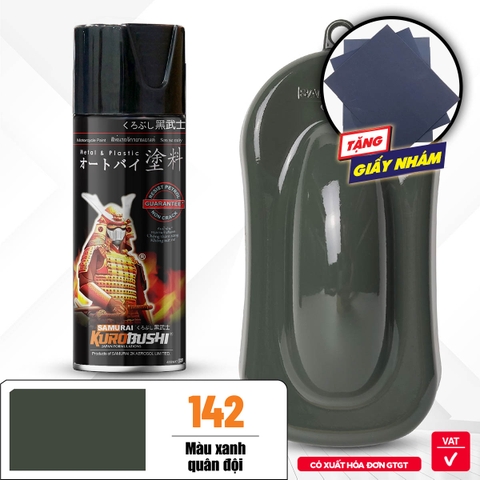 Sơn xịt Samurai Kurobushi - MÀU XANH QUÂN ĐỘI 142 (400ml)