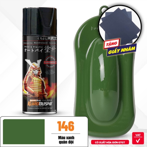 Sơn xịt Samurai Kurobushi - màu xanh quân đội 146 (400 ml)