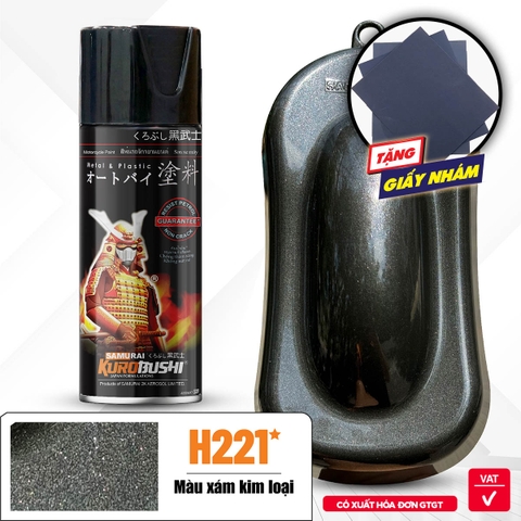 Sơn xịt Samurai Kurobushi - MÀU XÁM KIM LOẠI H221* (400ml)