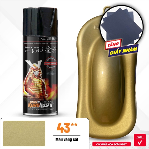 Sơn xịt Kurobushi Samurai - MÀU VÀNG CÁT 43 ( 400 ml)