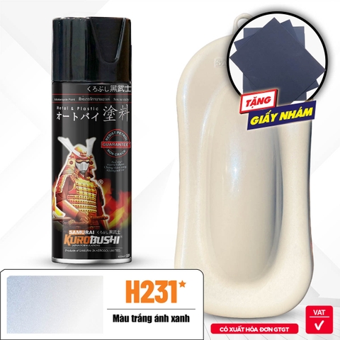 Sơn xịt Samurai Kurobushi - MÀU TRẮNG ÁNH XANH H231 (400ml)