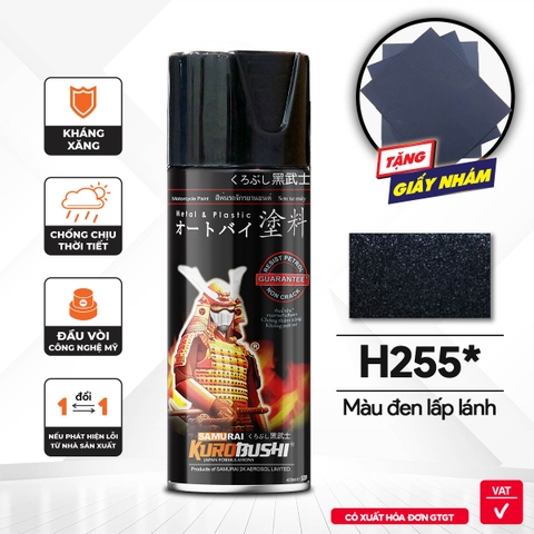 Sơn xịt Samurai Kurobushi - MÀU ĐEN H255 (400ml)